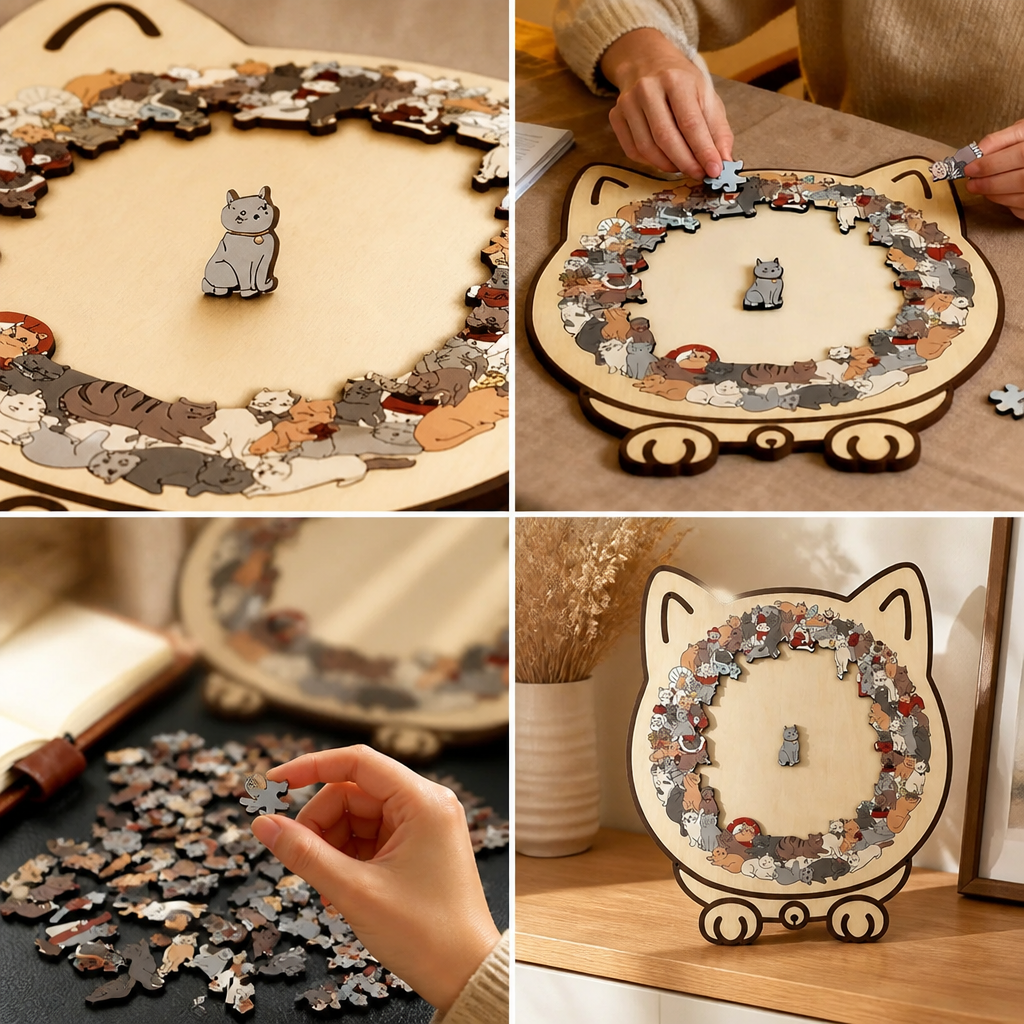 135-Piece Wooden Cat Puzzle
