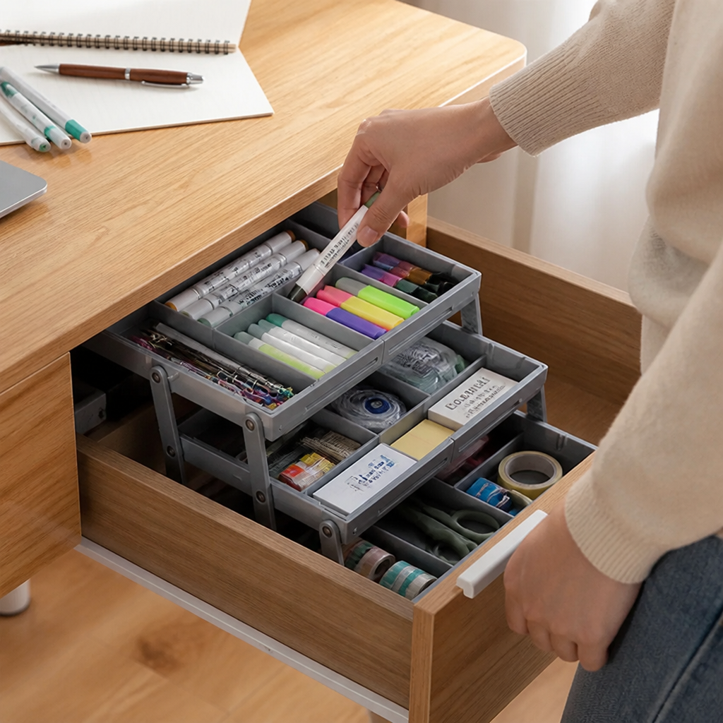 Adjustable 3-Tier Drawer Organizer (12 Removable Dividers)