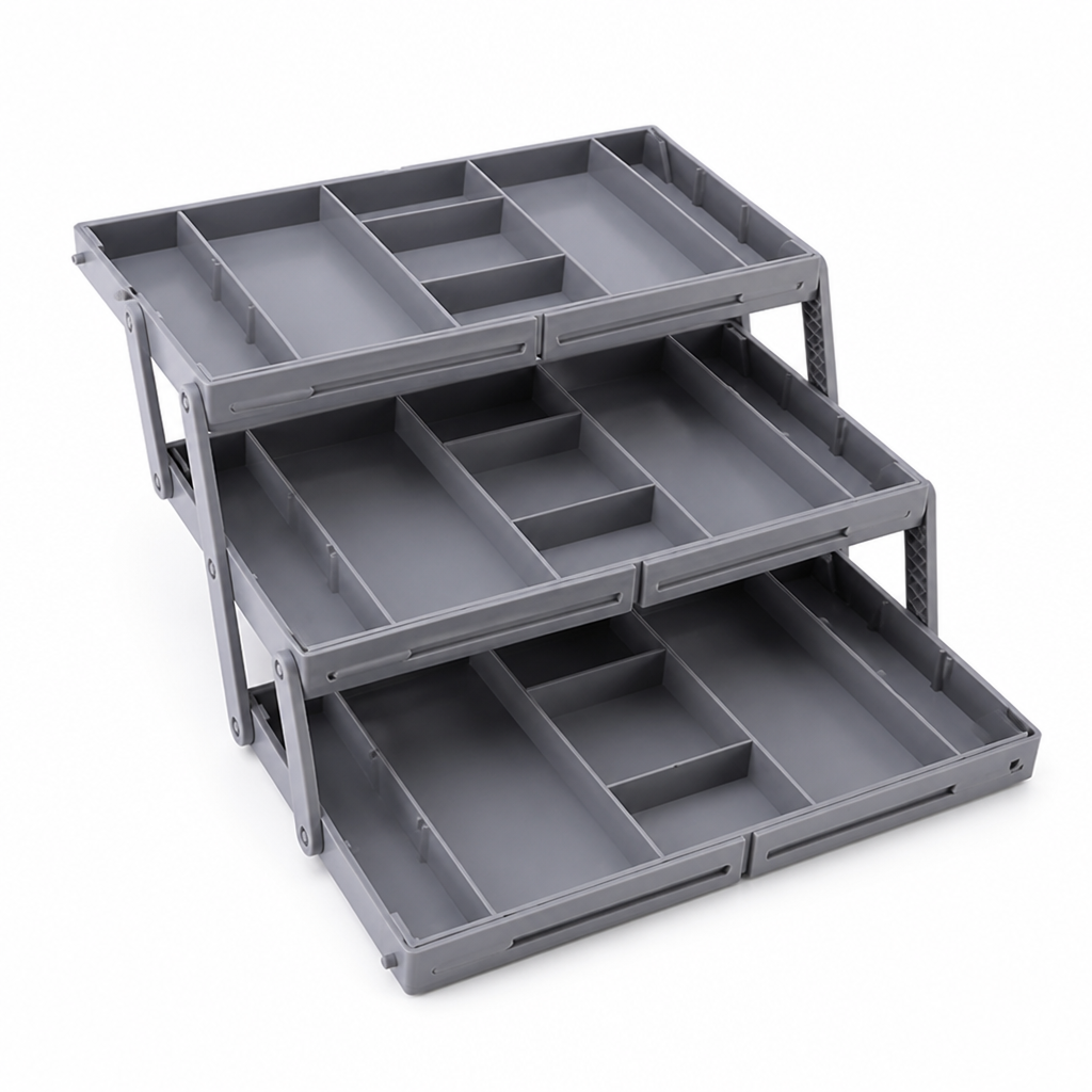 Adjustable 3-Tier Drawer Organizer (12 Removable Dividers)