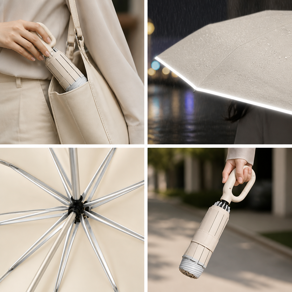 Auto One-Touch Dry-Fold Umbrella (Reflective Edge)