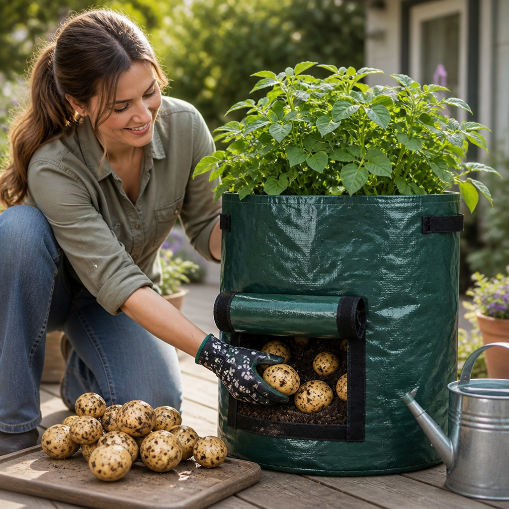 Breathable Front Harvest Potato Grow Bag