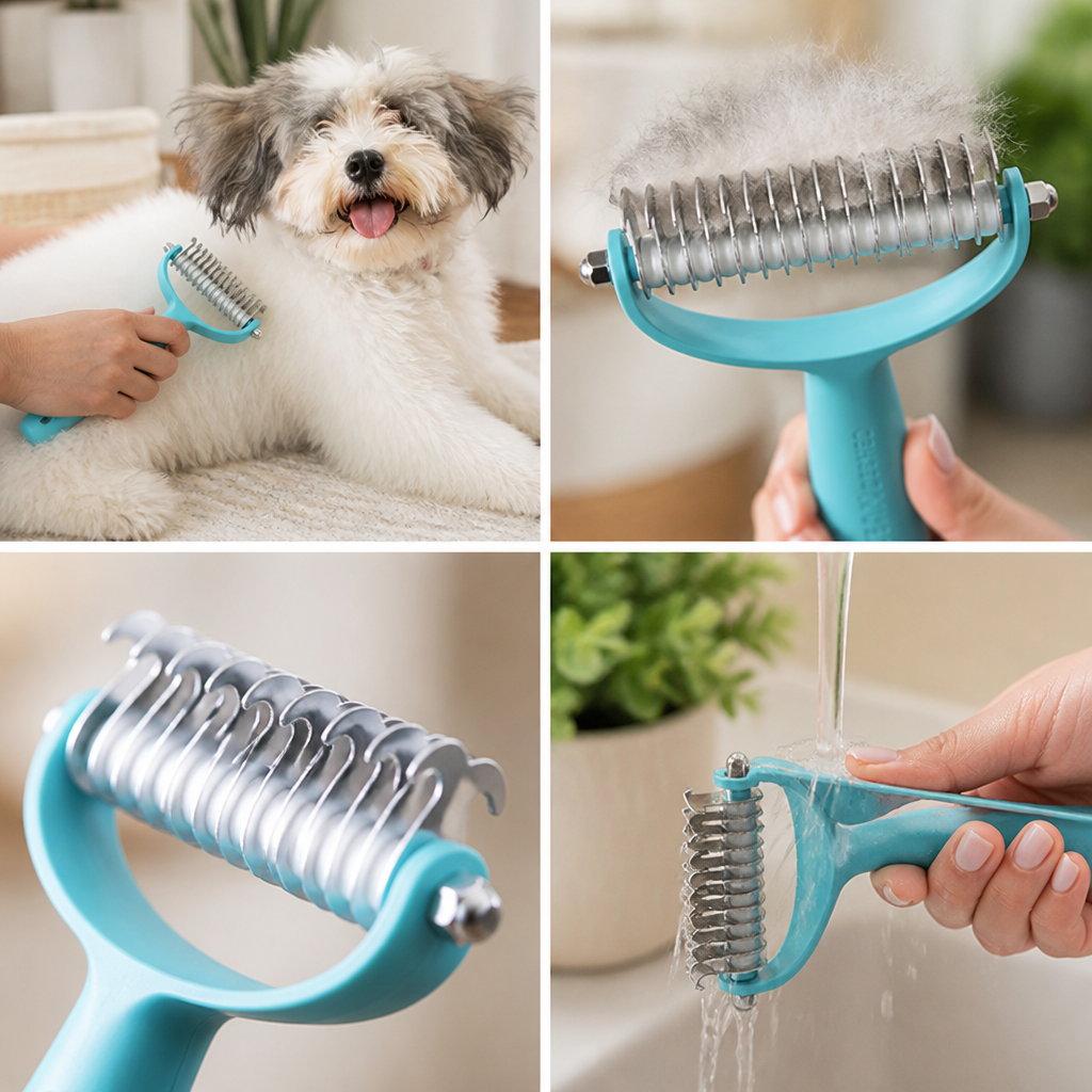 Dual-Sided Rounded Stainless Steel Deshedding Brush