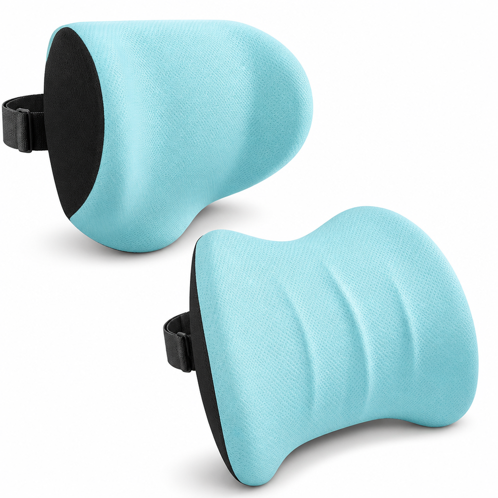 Ergonomic Memory Foam Car Headrest & Lumbar Pillow