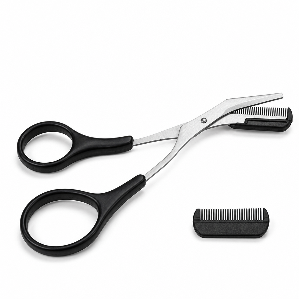 Ergonomic Stainless Steel Eyebrow Trimmer Scissors (With Protective Cover)