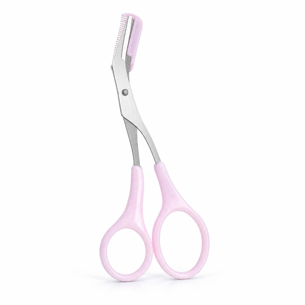 Ergonomic Stainless Steel Eyebrow Trimmer Scissors (With Protective Cover)