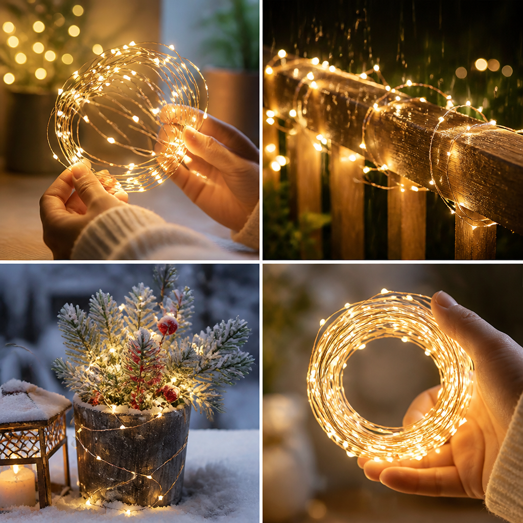 Flexible Waterproof Copper Wire LED String Lights (8 Modes)