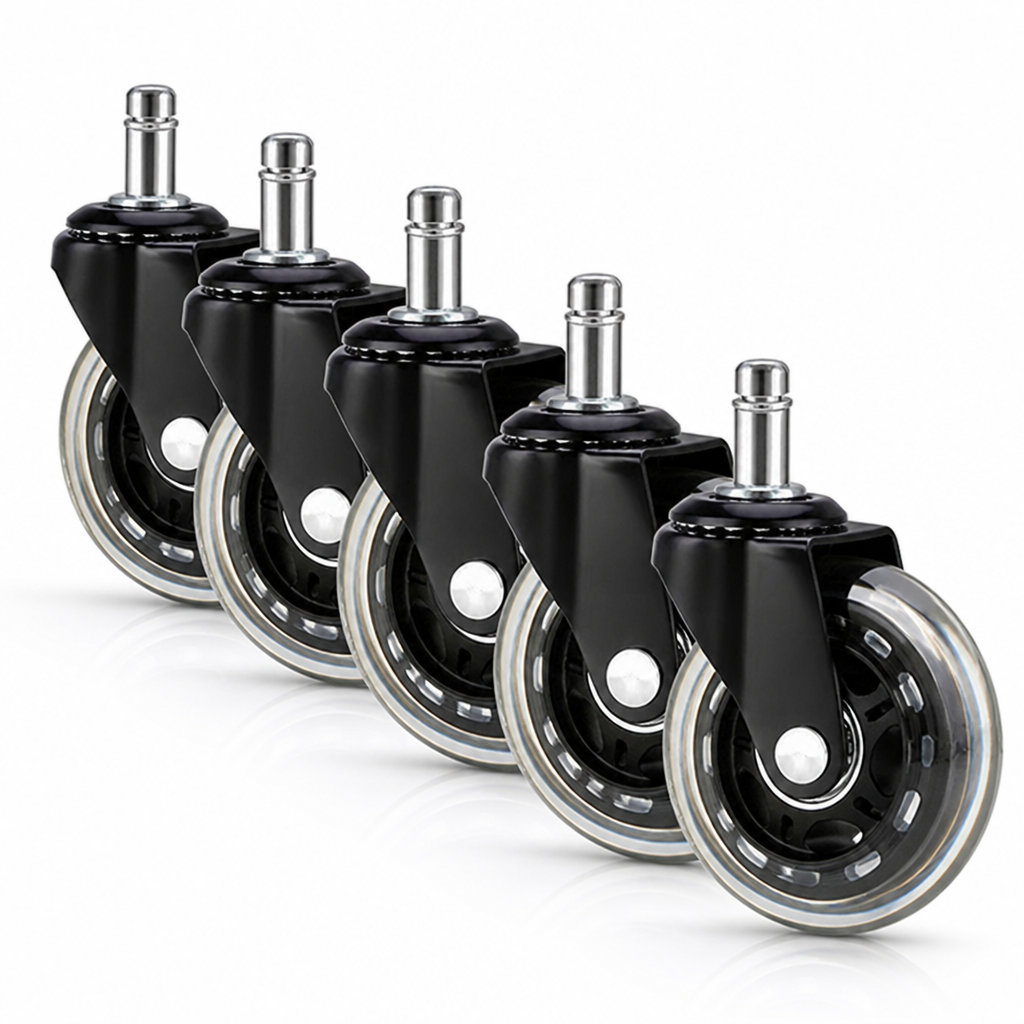 Floor-Friendly Quiet Polyurethane Office Chair Casters (Set of 5)