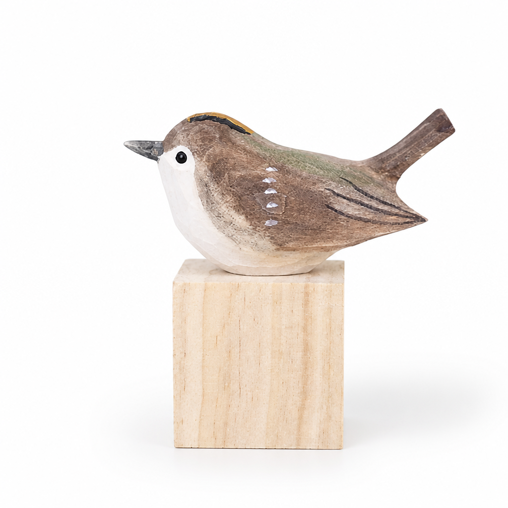 Hand-Carved & Hand-Painted Wooden Bird Figurine