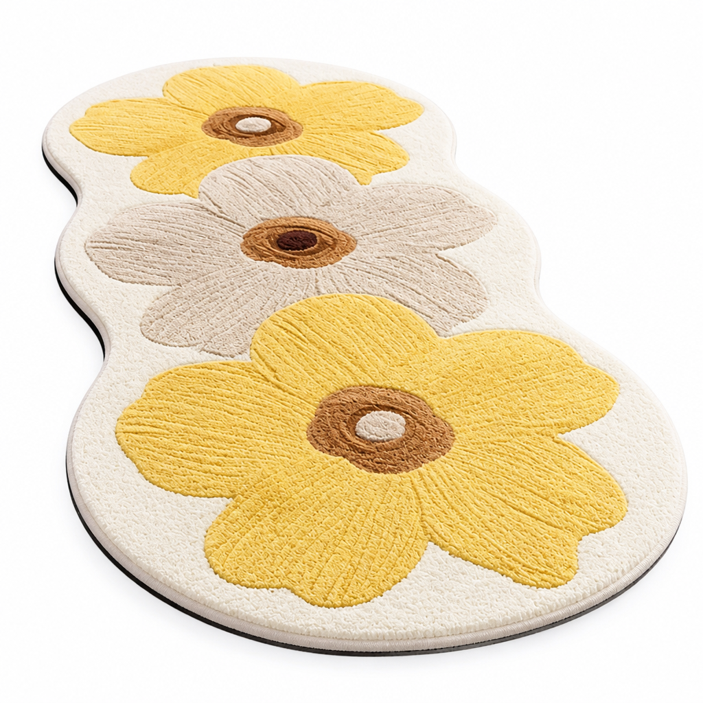 Microfiber Plush Non-Slip Floral Area Rug