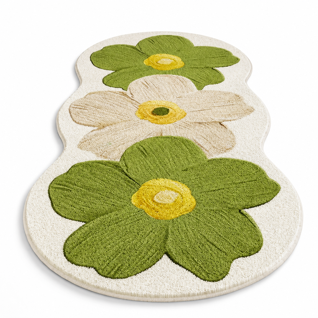 Microfiber Plush Non-Slip Floral Area Rug