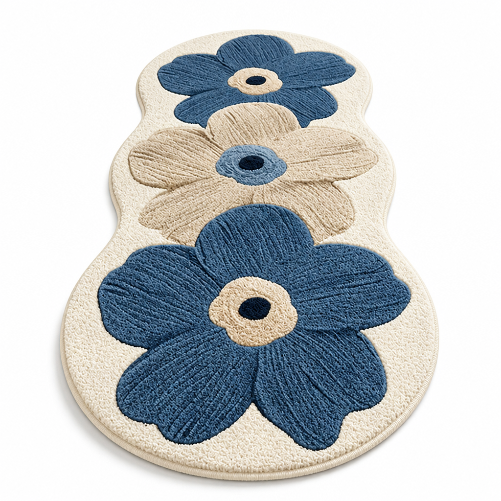 Microfiber Plush Non-Slip Floral Area Rug