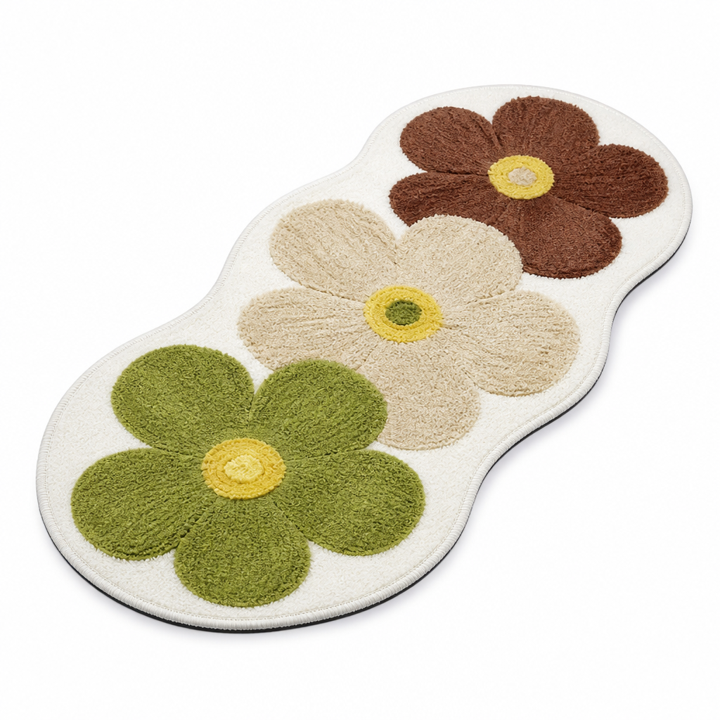 Microfiber Plush Non-Slip Floral Area Rug