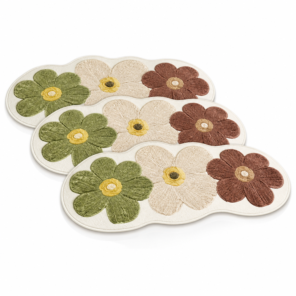 Microfiber Plush Non-Slip Floral Area Rug
