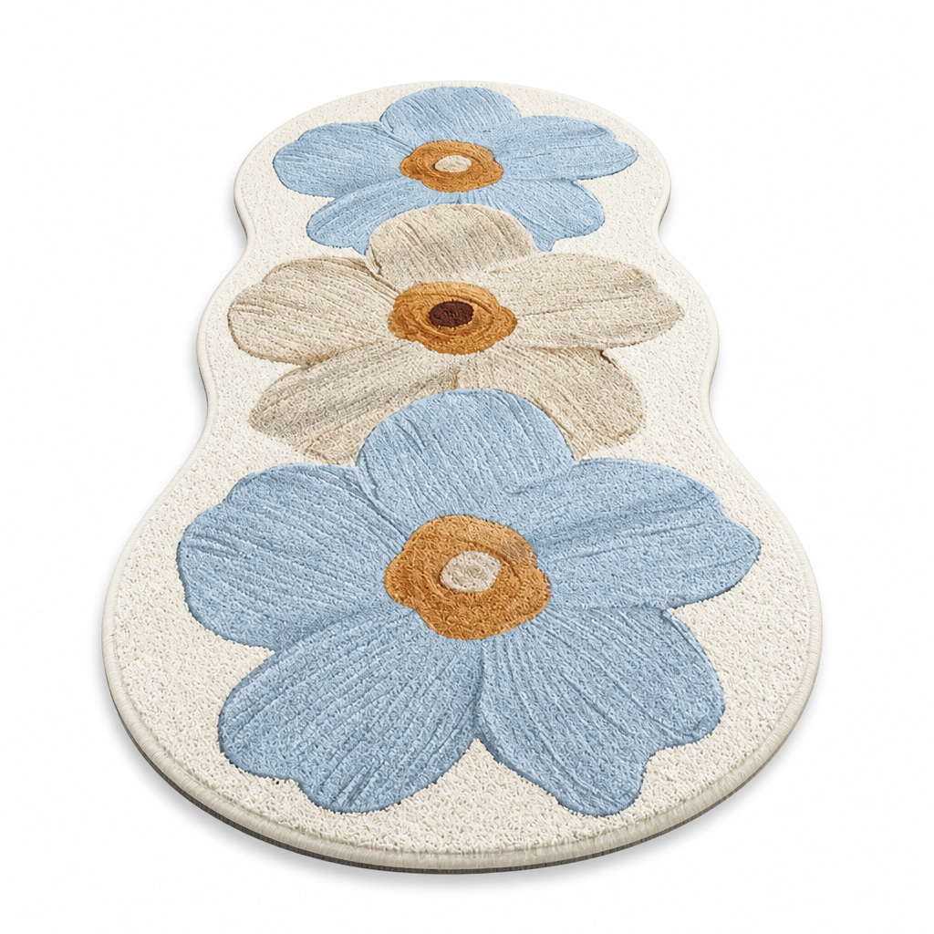Microfiber Plush Non-Slip Floral Area Rug