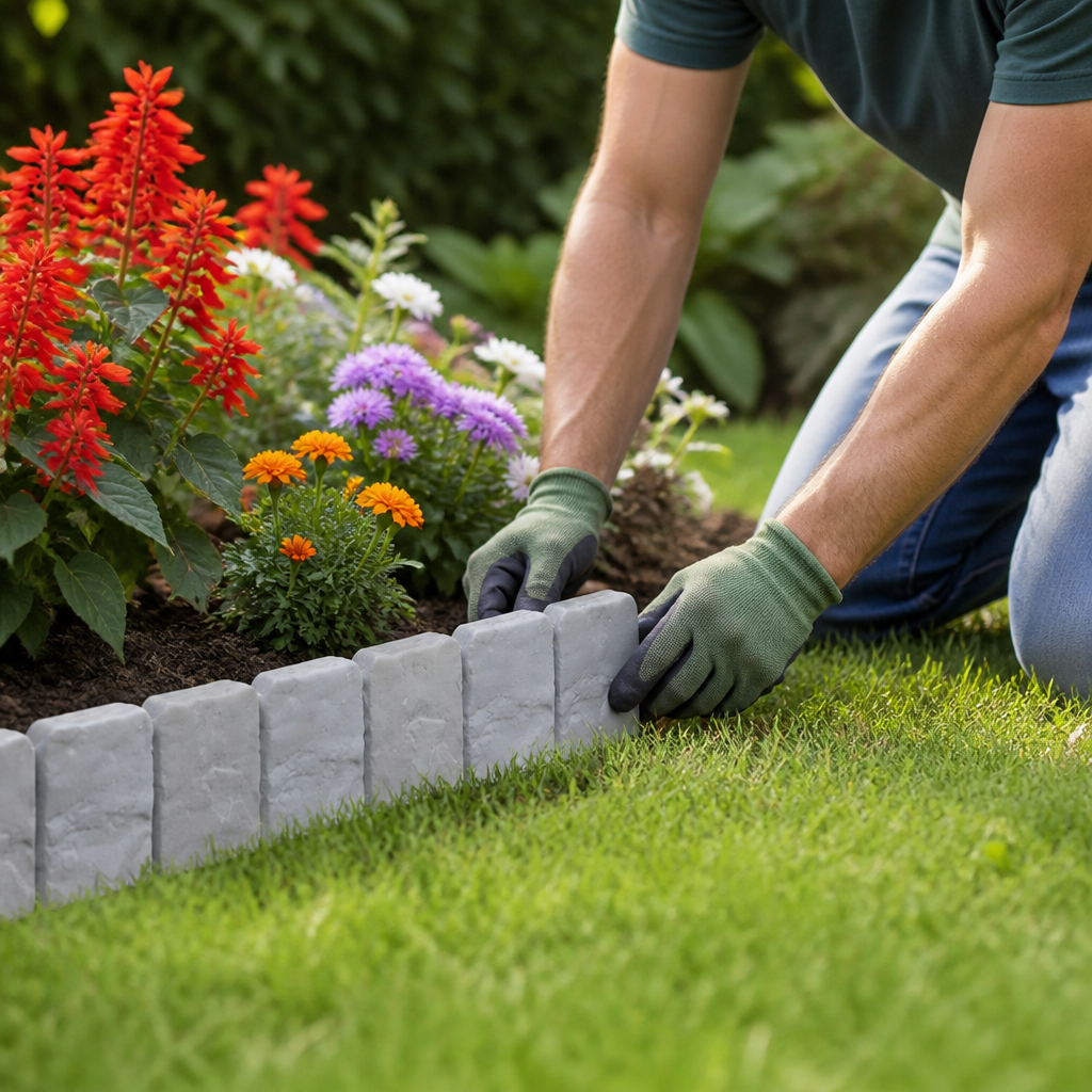 Realistic Cobblestone Flexible Interlocking Garden Edging