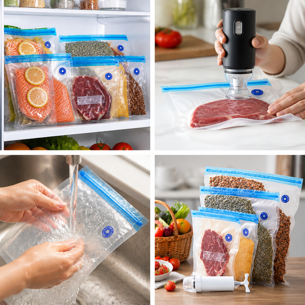 Reusable Food-Grade Vacuum Seal Bag Kit (With Pump)