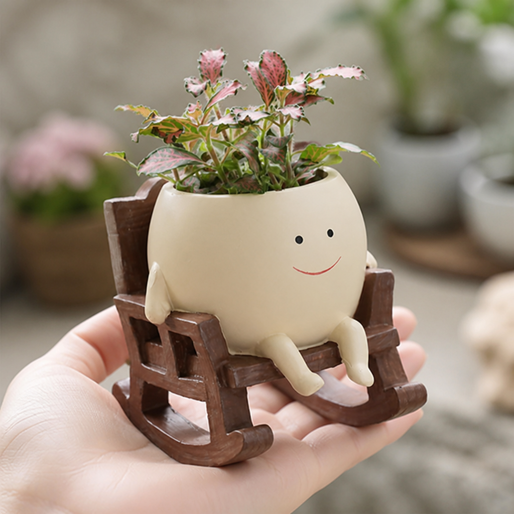 Smiling Face Weather-Resistant Resin Plant Pot (3 Styles)