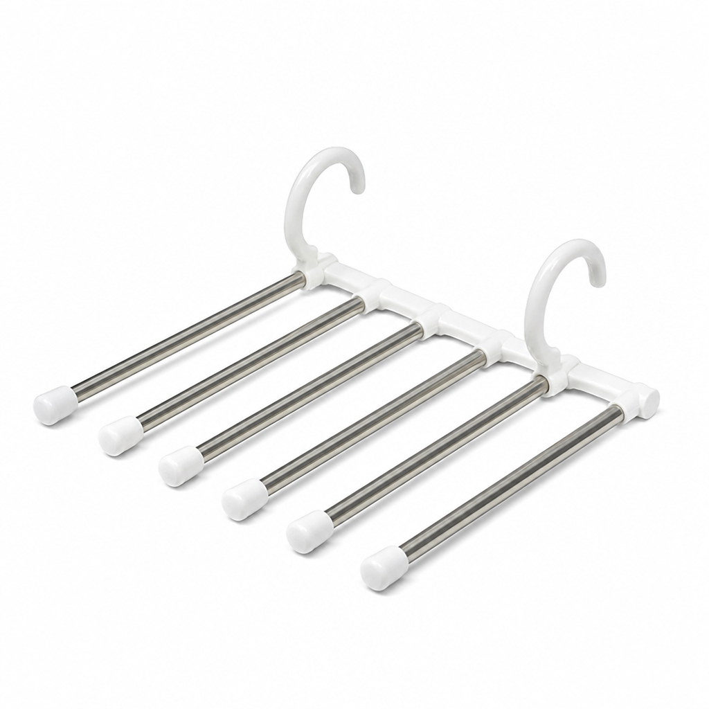 Space-Saving Stainless Steel Trouser Hanger (Holds 5 Pairs)