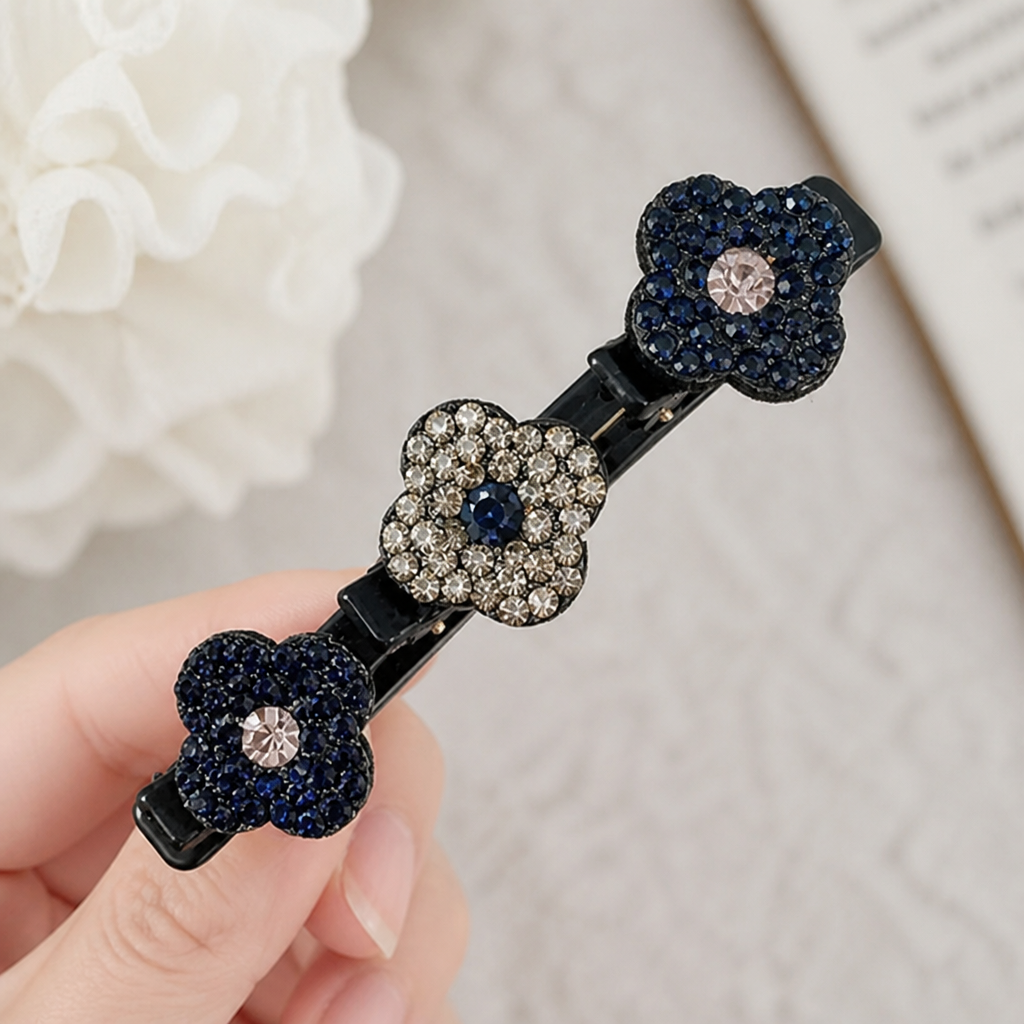 Sparkling Rhinestone Hair Clip (Four-Blade Twist)