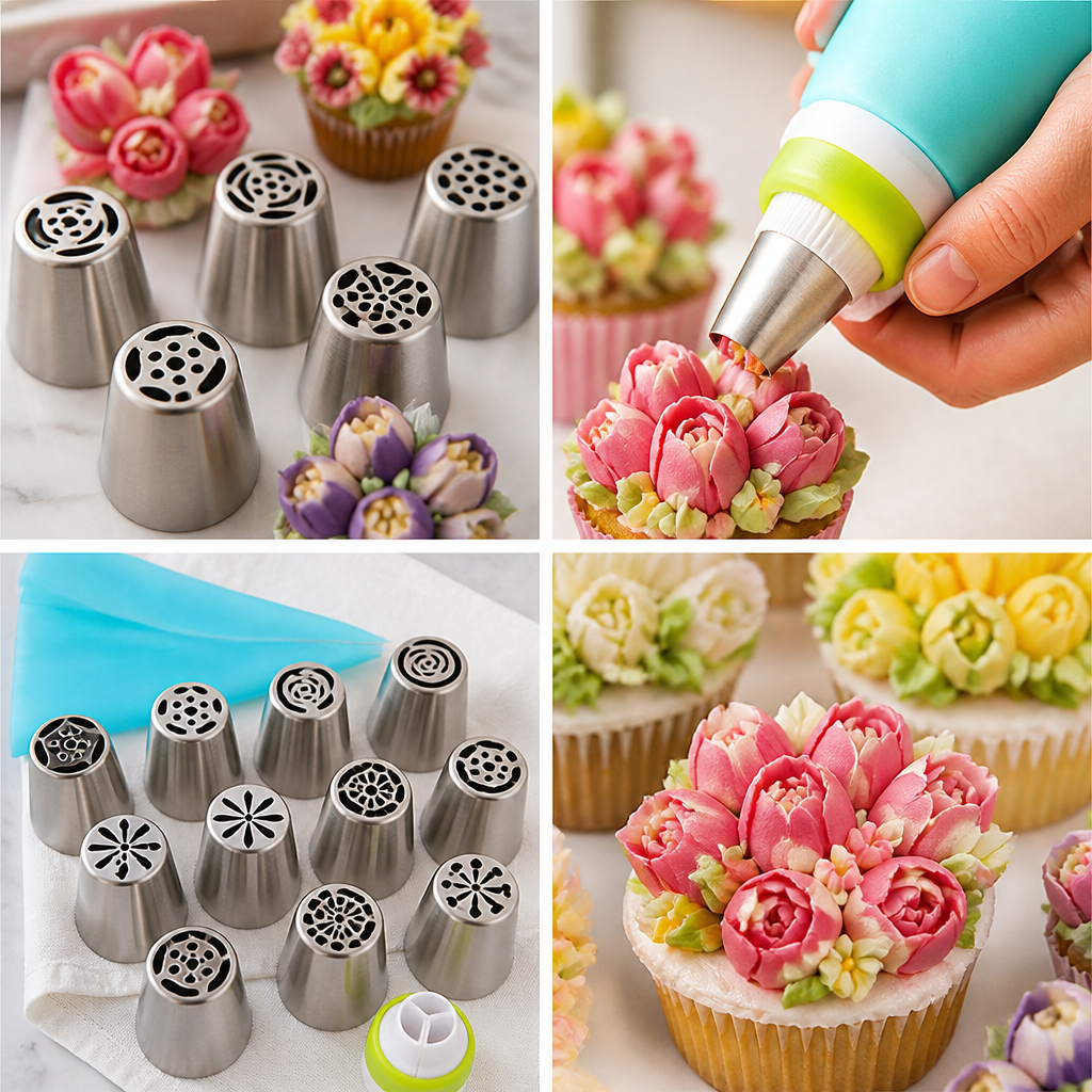 Stainless Steel Tulip Piping Tip Set (14-Piece)