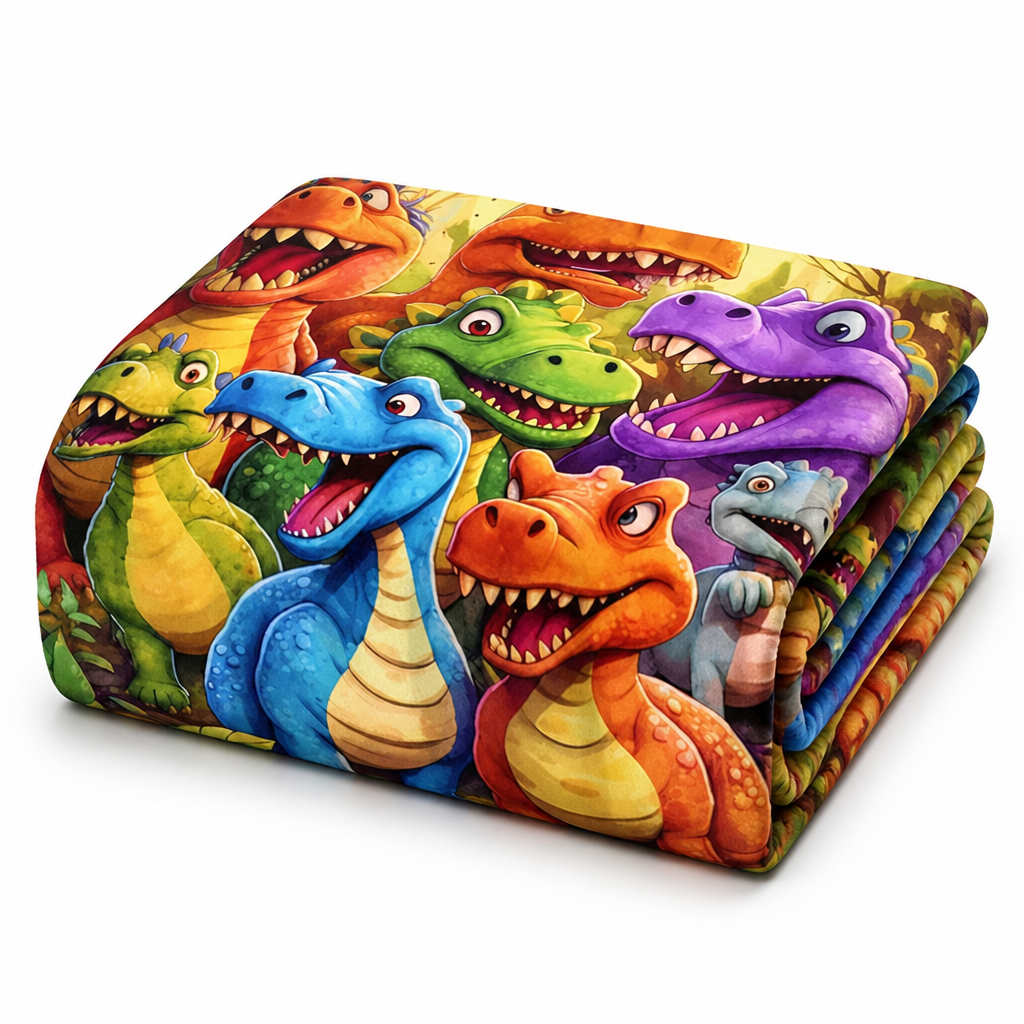 Ultra-Soft Plush Velvet Kids Blanket (Dinosaur Print)
