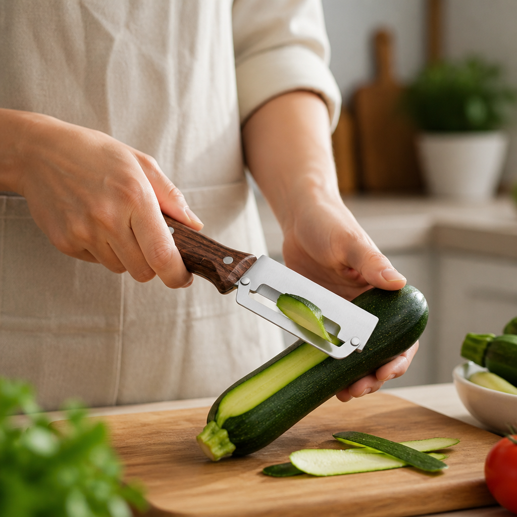 Waste-Saving Wide Curved Blade Peeler