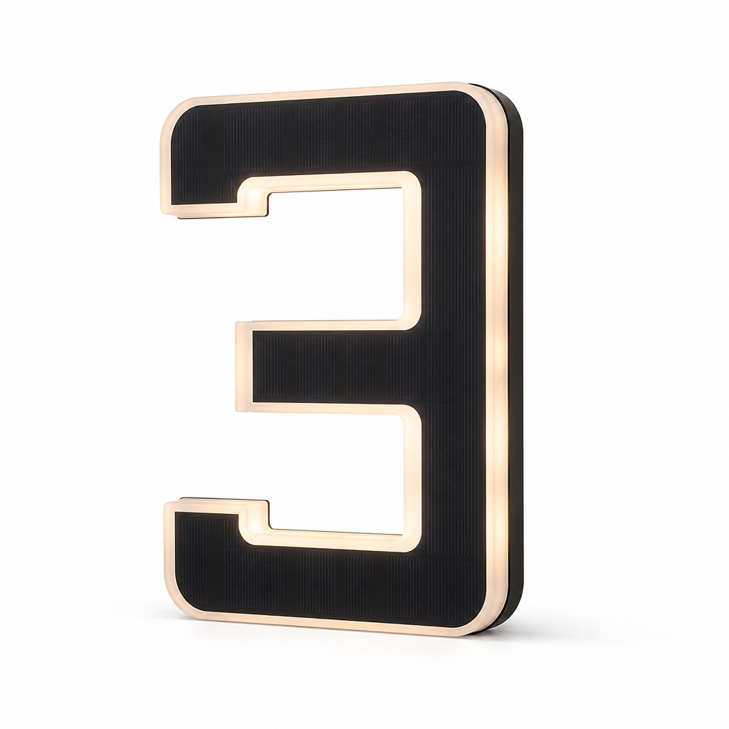 Weatherproof Solar-Powered LED House Number (Auto Dusk Sensor)