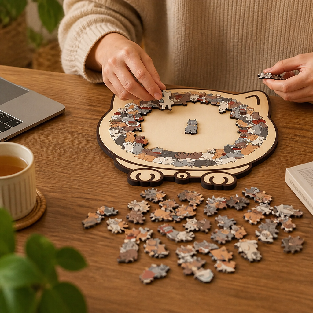 135-Piece Wooden Cat Puzzle