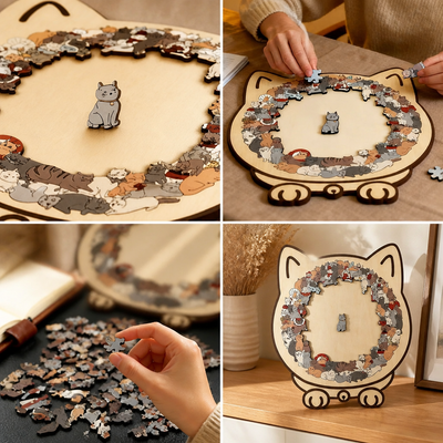 135-Piece Wooden Cat Puzzle