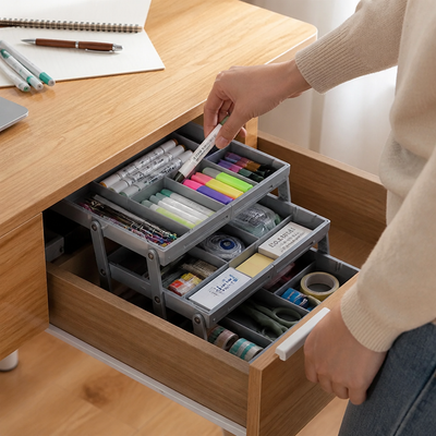 Adjustable 3-Tier Drawer Organizer (12 Removable Dividers)