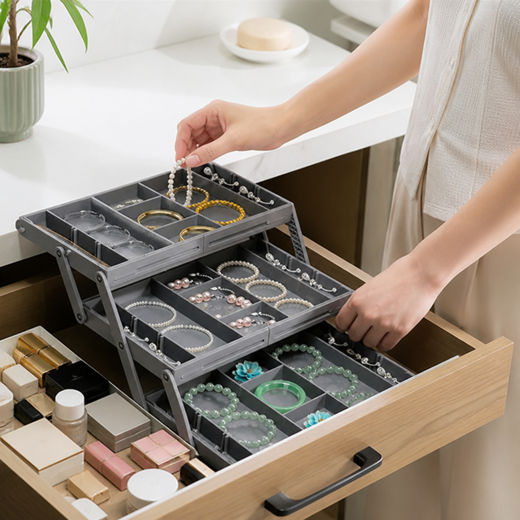 Adjustable 3-Tier Drawer Organizer (12 Removable Dividers)