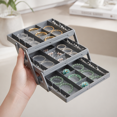 Adjustable 3-Tier Drawer Organizer (12 Removable Dividers)