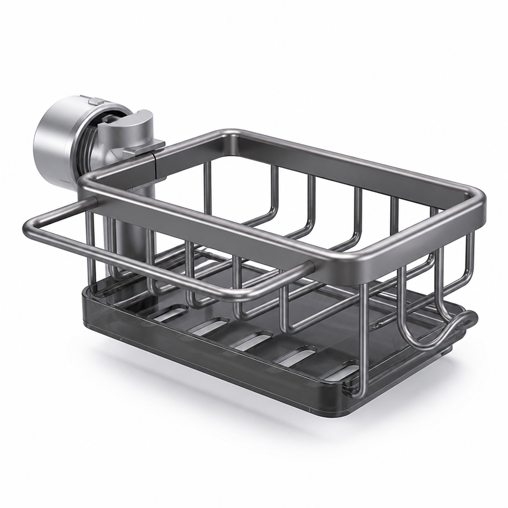 Aluminum Fast-Drain Faucet Organizer (Clip-On)