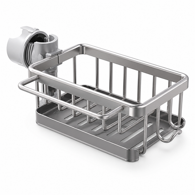 Aluminum Fast-Drain Faucet Organizer (Clip-On)