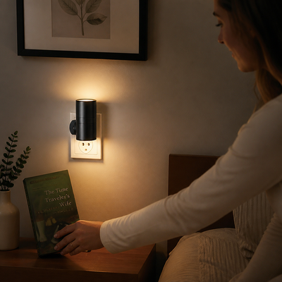 Auto-Sensing Stepless Dimming Dual-Head LED Night Light (Plug-In)
