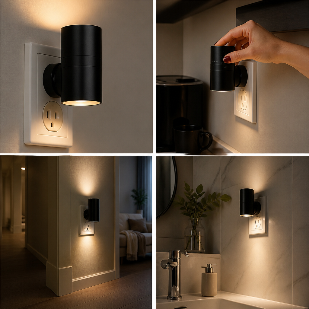 Auto-Sensing Stepless Dimming Dual-Head LED Night Light (Plug-In)