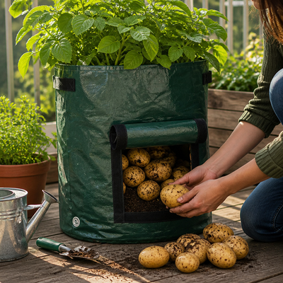 Breathable Front Harvest Potato Grow Bag