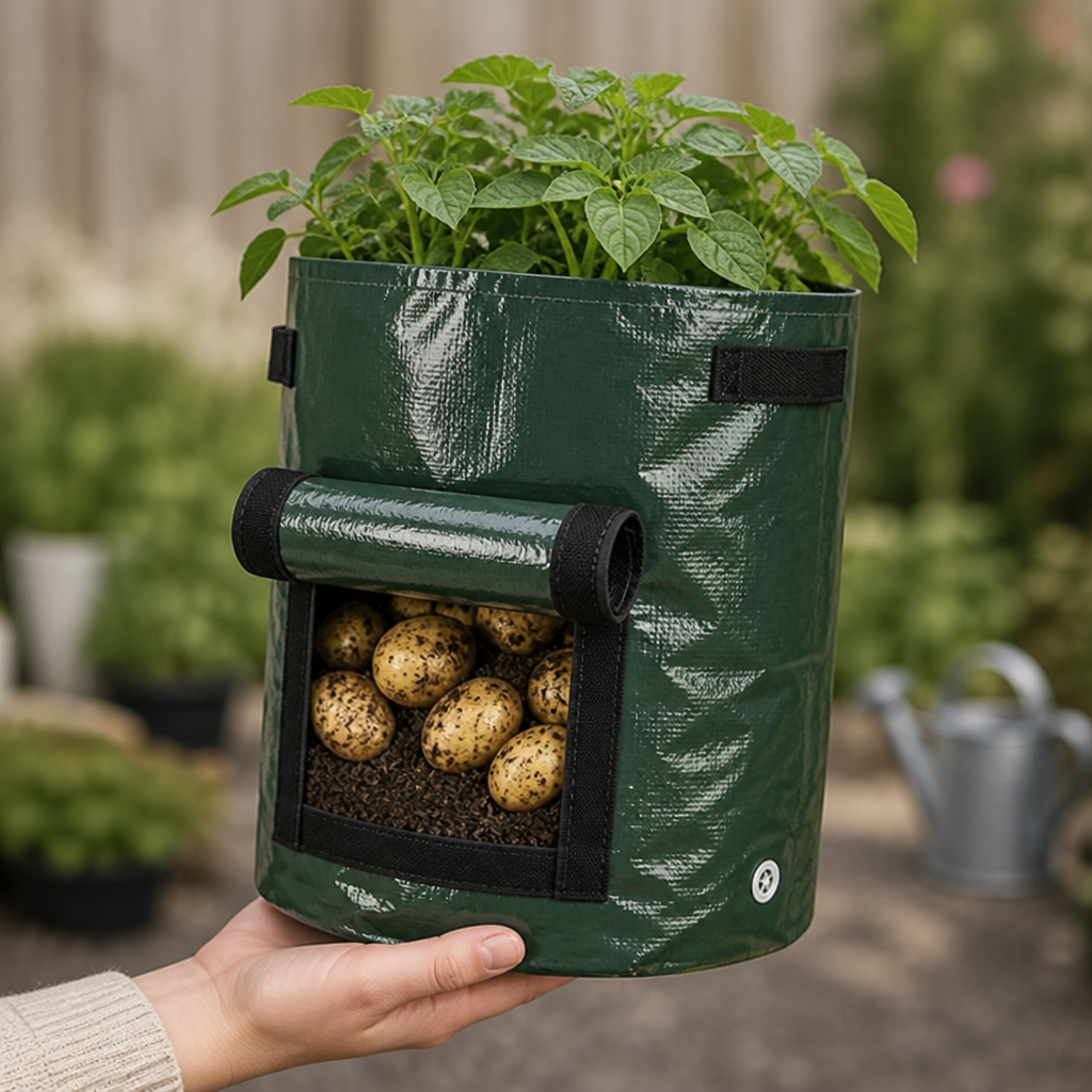 Breathable Front Harvest Potato Grow Bag