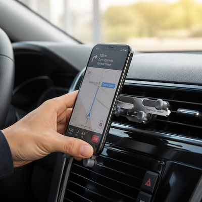 Concealed One-Hand Lock & 360° Air Vent Phone Mount