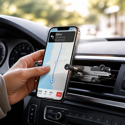 Concealed One-Hand Lock & 360° Air Vent Phone Mount