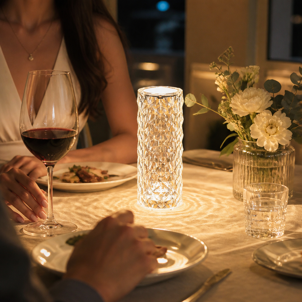 Crystal Diamond-Effect Remote-Controlled RGB Table Lamp