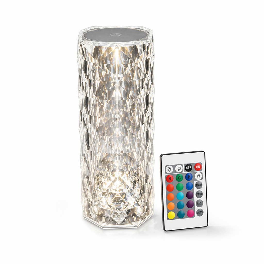 Crystal Diamond-Effect Remote-Controlled RGB Table Lamp