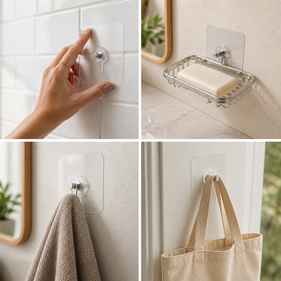 Damage-Free Strong Adhesive Wall Hook (Holds 10 kg)