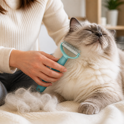Dual-Sided Rounded Stainless Steel Deshedding Brush