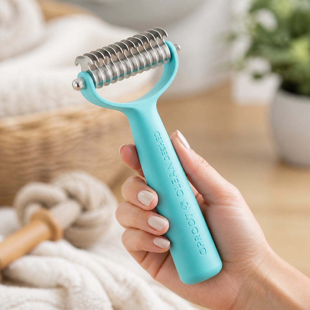 Dual-Sided Rounded Stainless Steel Deshedding Brush