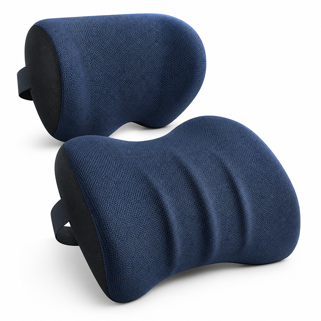 Ergonomic Memory Foam Car Headrest & Lumbar Pillow