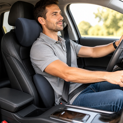 Ergonomic Memory Foam Car Headrest & Lumbar Pillow