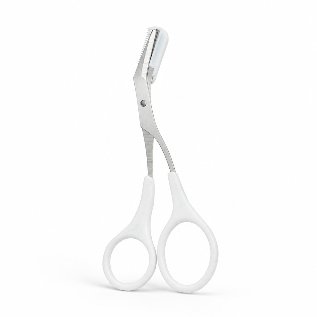 Ergonomic Stainless Steel Eyebrow Trimmer Scissors (With Protective Cover)
