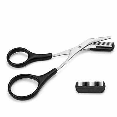 Ergonomic Stainless Steel Eyebrow Trimmer Scissors (With Protective Cover)