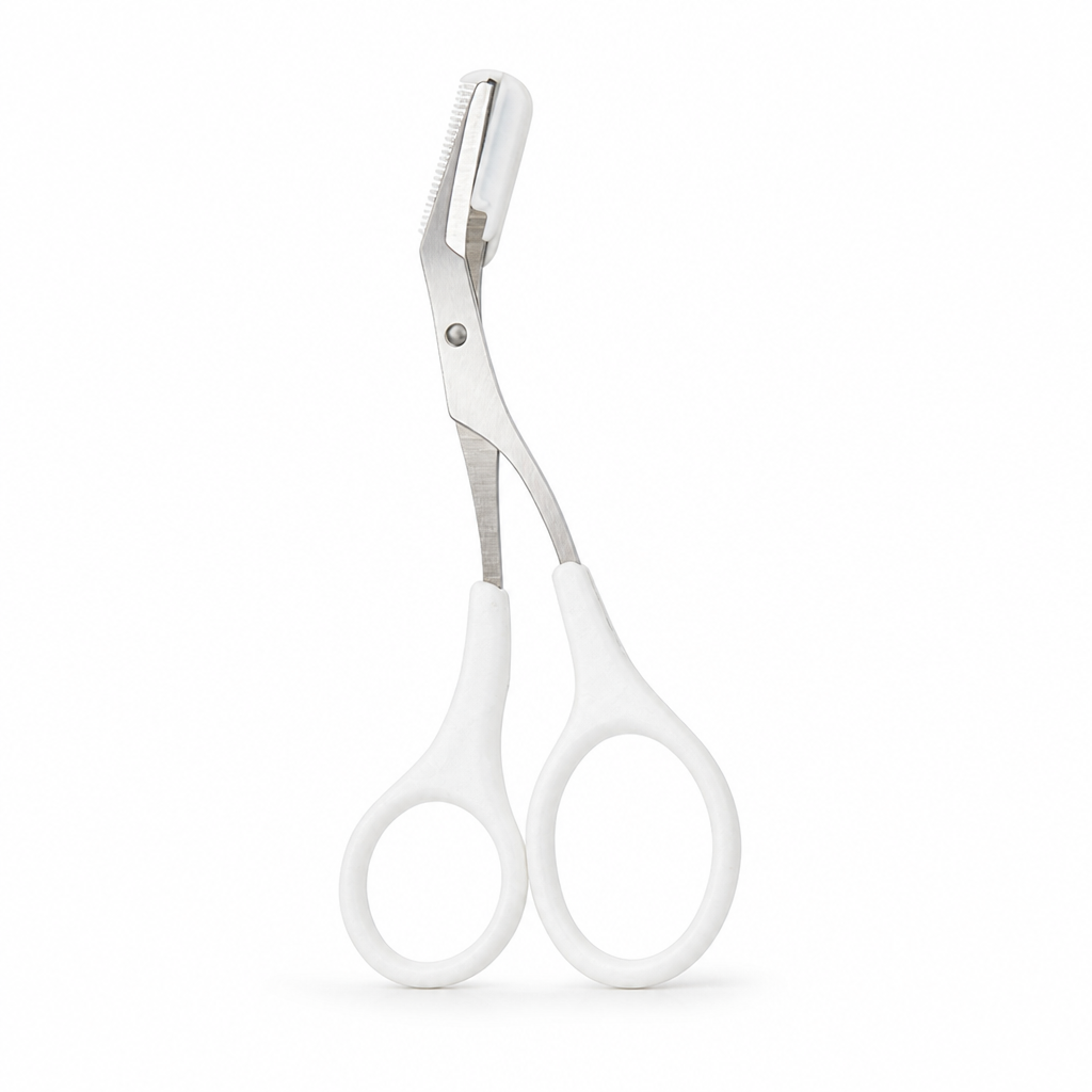Ergonomic Stainless Steel Eyebrow Trimmer Scissors (With Protective Cover)